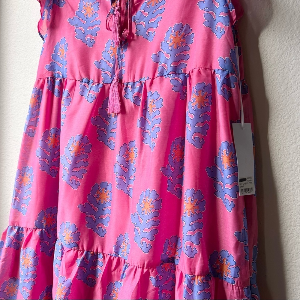 NWT J.Marie Pink Blue The Piper Floral Ruffle Dress Sz S - Picture 6 of 16